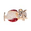Spectacles Owl Brooch Alloy Rhinestone Cute Animal Brooch for Women Girls Festival Jewelry GiftRed