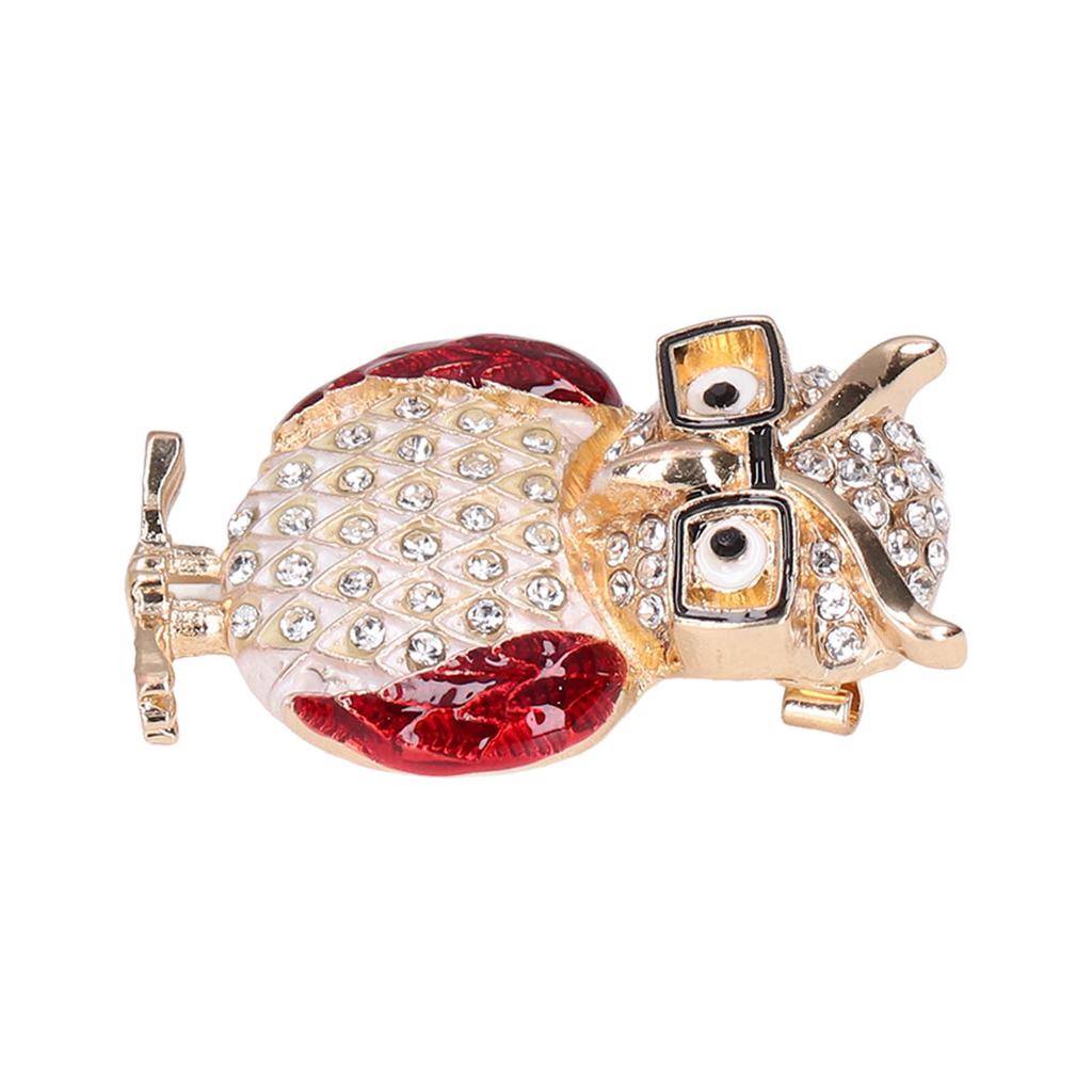 Spectacles Owl Brooch Alloy Rhinestone Cute Animal Brooch for Women Girls Festival Jewelry GiftRed