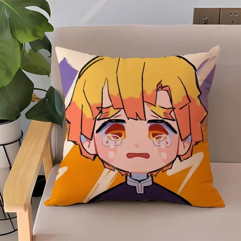 Pillowcase 45x45 Pillow Cases for Bed Anime Demon Slayer Children's Cushion Cover Double-sided Printing Couch Pillows Home Decor