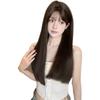 Silk Happy Long Straight Black/Brown Wigs for Women with Round Faces - Natural Lolita Style