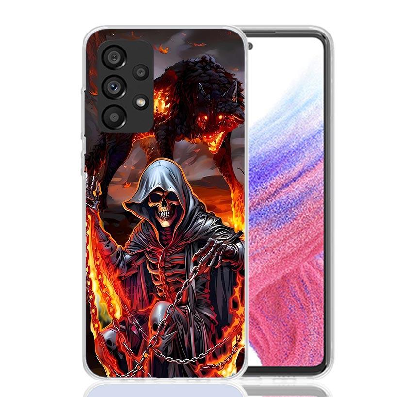 Death Grim Reaper Skull Scythe Phone Case For Samsung Galaxy A52 A32 A22 A12 A02S A50S A30S A51 A31 AA71 Note 20 Ultra 10 S10 Pl
