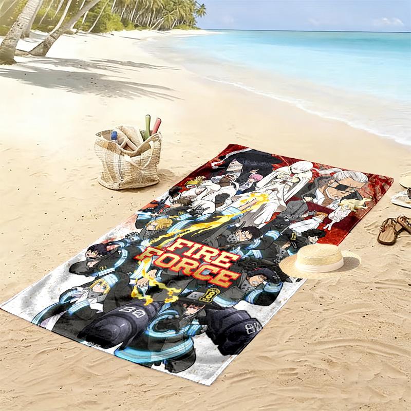 Fire Force Print Beach Towel, Large Soft Quick Dry Towel for Beach Camping Swimming