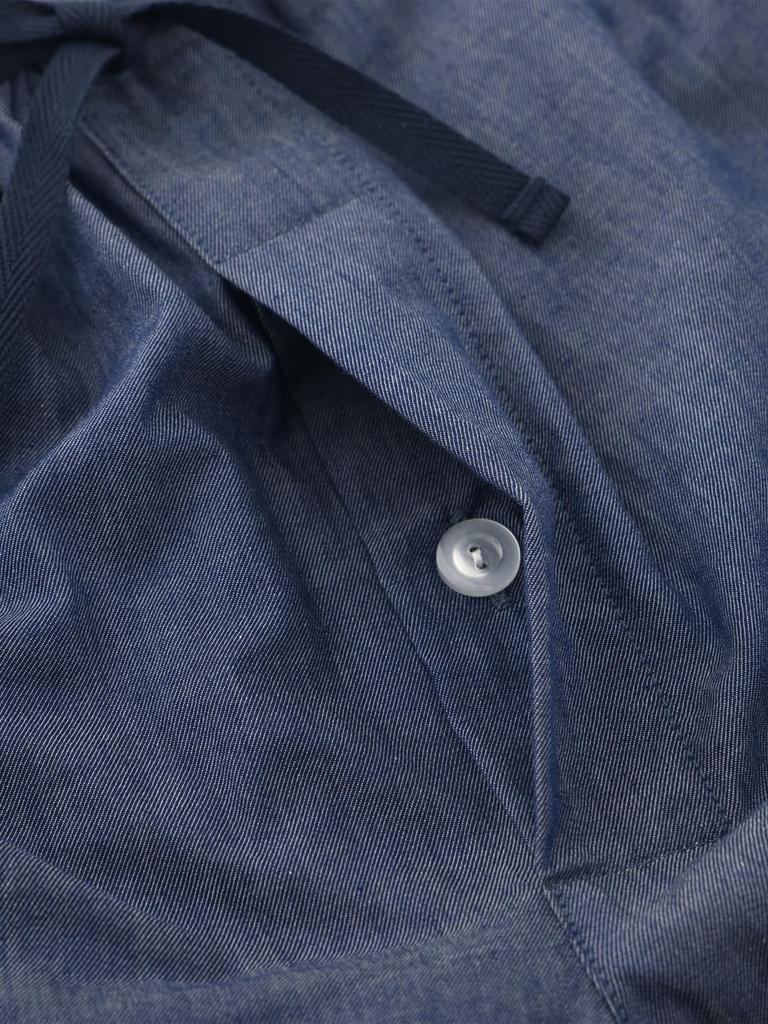 SUIMIN CARE Men's 100% Cotton Denim Pajamas, Made In Japan, Long Sleeve, Half-Sleeve, Front Opening, Spring/Autumn, Blue, Navy, M, L (M, Navy)