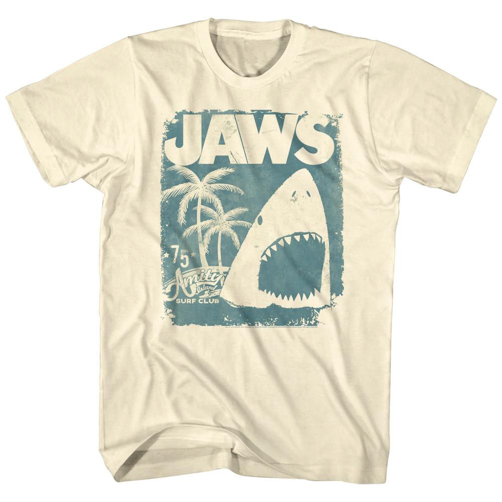 Jaws Vintage Amity Island Surf Shop Poster Men T Shirt Great White Attack 1975 XXL