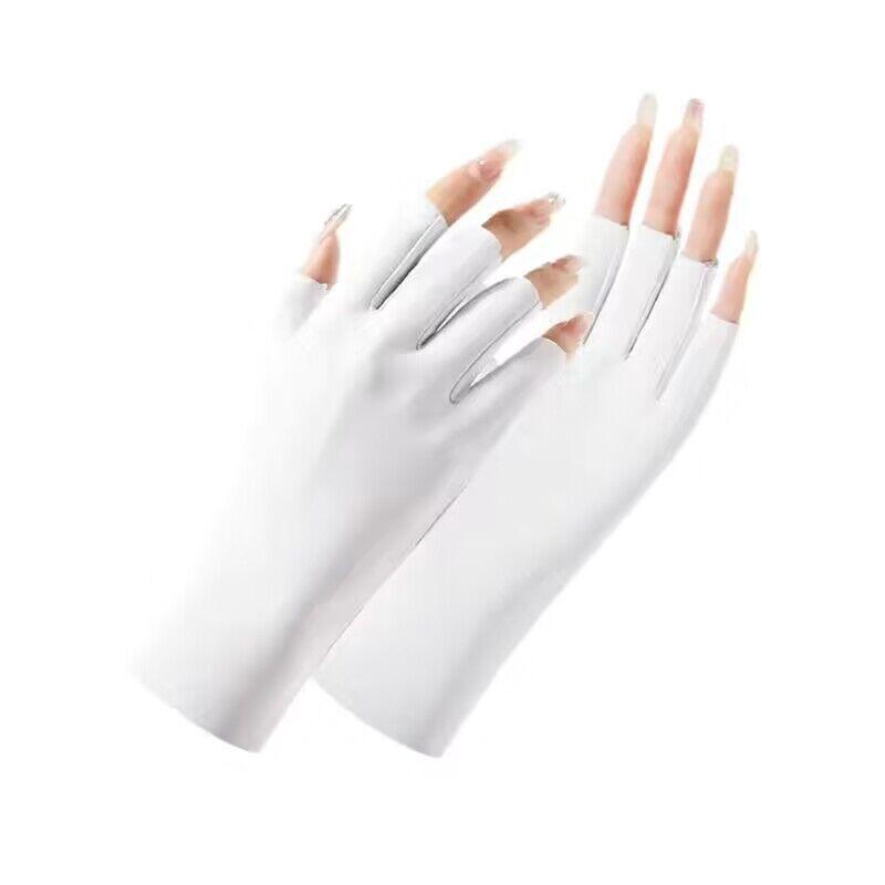 Women s Half-Finger UV Protection Gloves: Breathable, Joint-Supporting, Anti-Callus Design for Manicures. белый