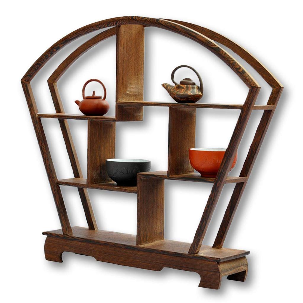 VICHE CATT Chinese Tea Incense Vase Display Wooden Flower Japanese Modern Antique Object Utensil, Burner, Bonsai, Stand, Rack, Style, Furniture, (Fan