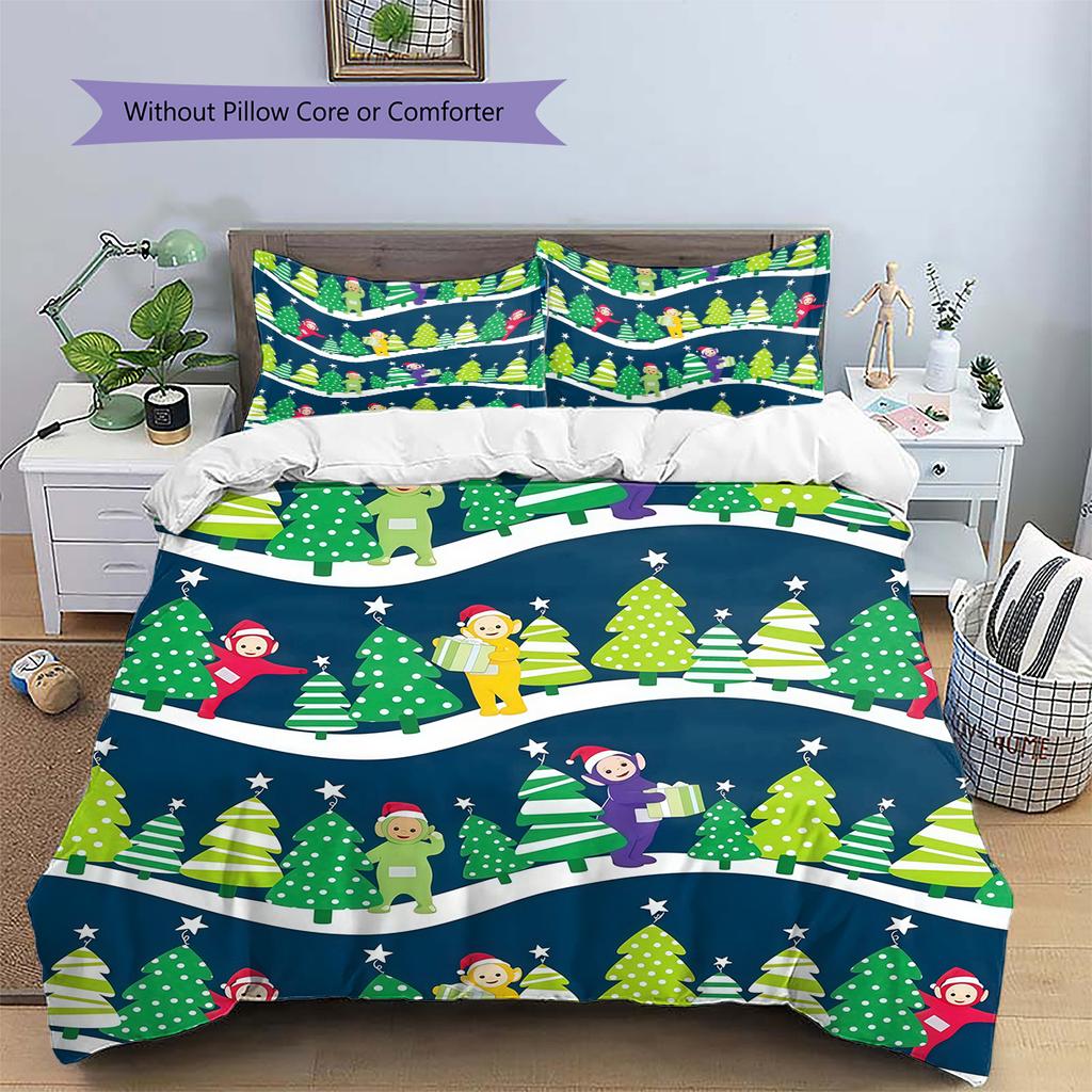 Teletubbies Pattern Bedding Quilt Set  Home Decoration  Gift (1 * duvet cover + 2 * pillowcase  without core)
