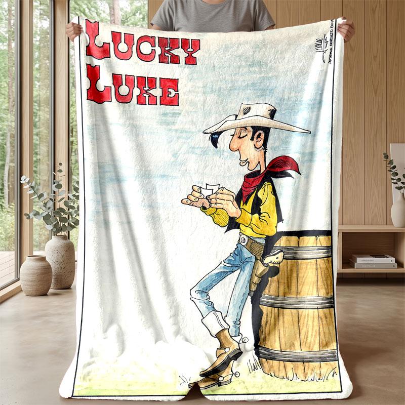 Soft Flannel Blanket Lightweight Cozy Bedroom Living Room CoverLucky Luke