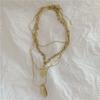Fashion Multi-Layered Chain Necklace for Women Vintage Gold Color Stainless Steel Rectangle Pendant Necklace Party Jewelry
