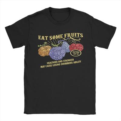 Anime Devil Fruit Varieties Illustration T Shirt for Men Cotton Humor T-Shirts O Neck Cartoon Funny Tee Short Sleeve Tops Unique