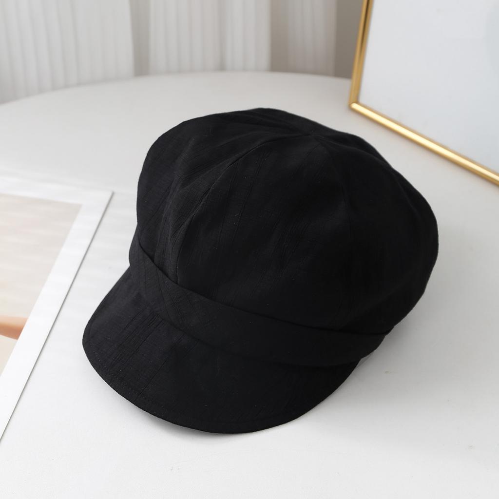 Casquette Béret Simple à Bord Doux pour Femme Printemps Été Chapeau Plissé Casquette Gavroche Visère Pare-Soleil Fine pour Voyage en Plein Air