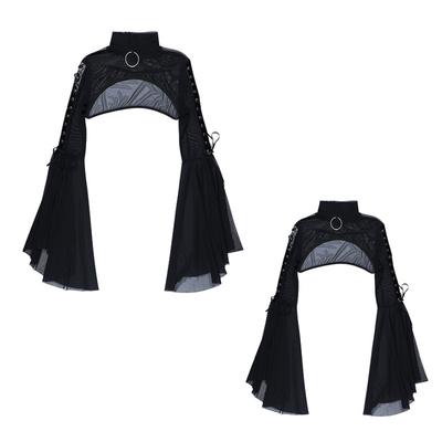 Dame Gothic Punk Theme Masquerade Rave Party Cosplay Kostymetilbehør Flare Sleeve Open Front Shrugs Crops Tops Cover Up