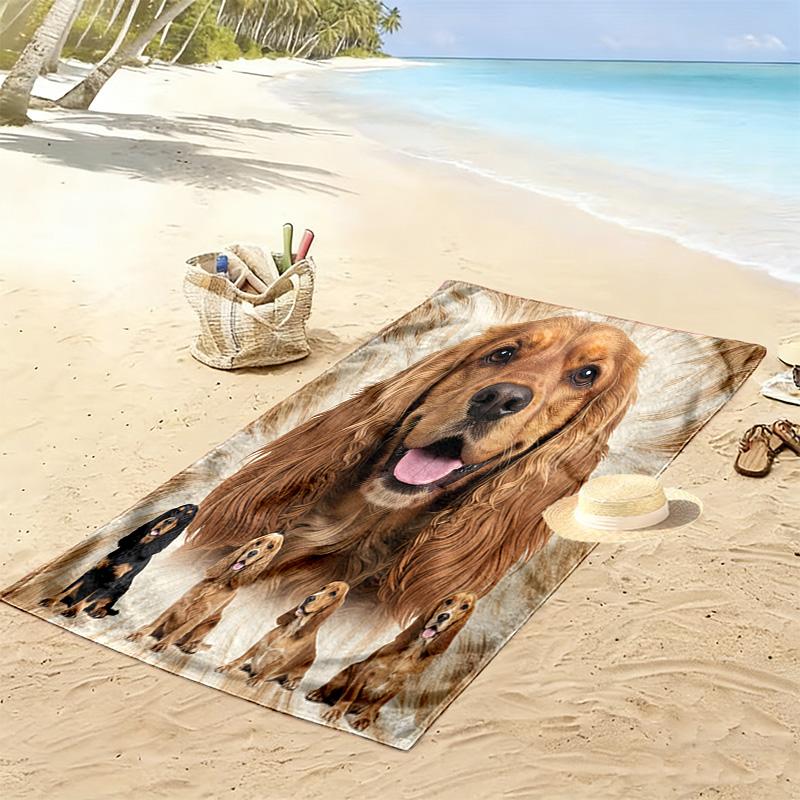 Serviette de plage imprimée Cocker Américain, Grande Serviette Douce à Séchage Rapide pour Plage, Camping, Natation
