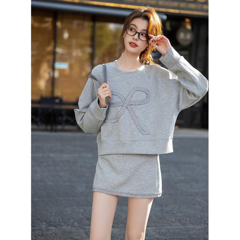 Mokana Women's Stylish Long-Sleeve Sweatshirt & Short Skirt Set MKNJD3012