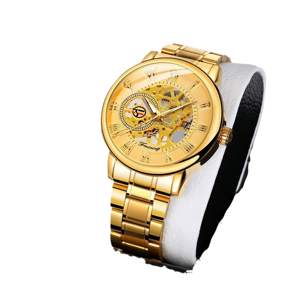 Forsining Men'S Fashion Casual Steel Belt Roman Hollow, Mechanical Watch