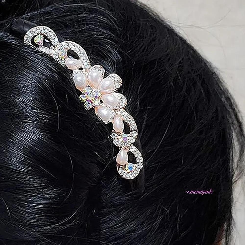 Hairpin, back hairpin, comb, Hanbok, pearl decoration, updo, hair, mother of the bride, cubic zirconia, hairpin, accessory rst308 pearl hairpin shell