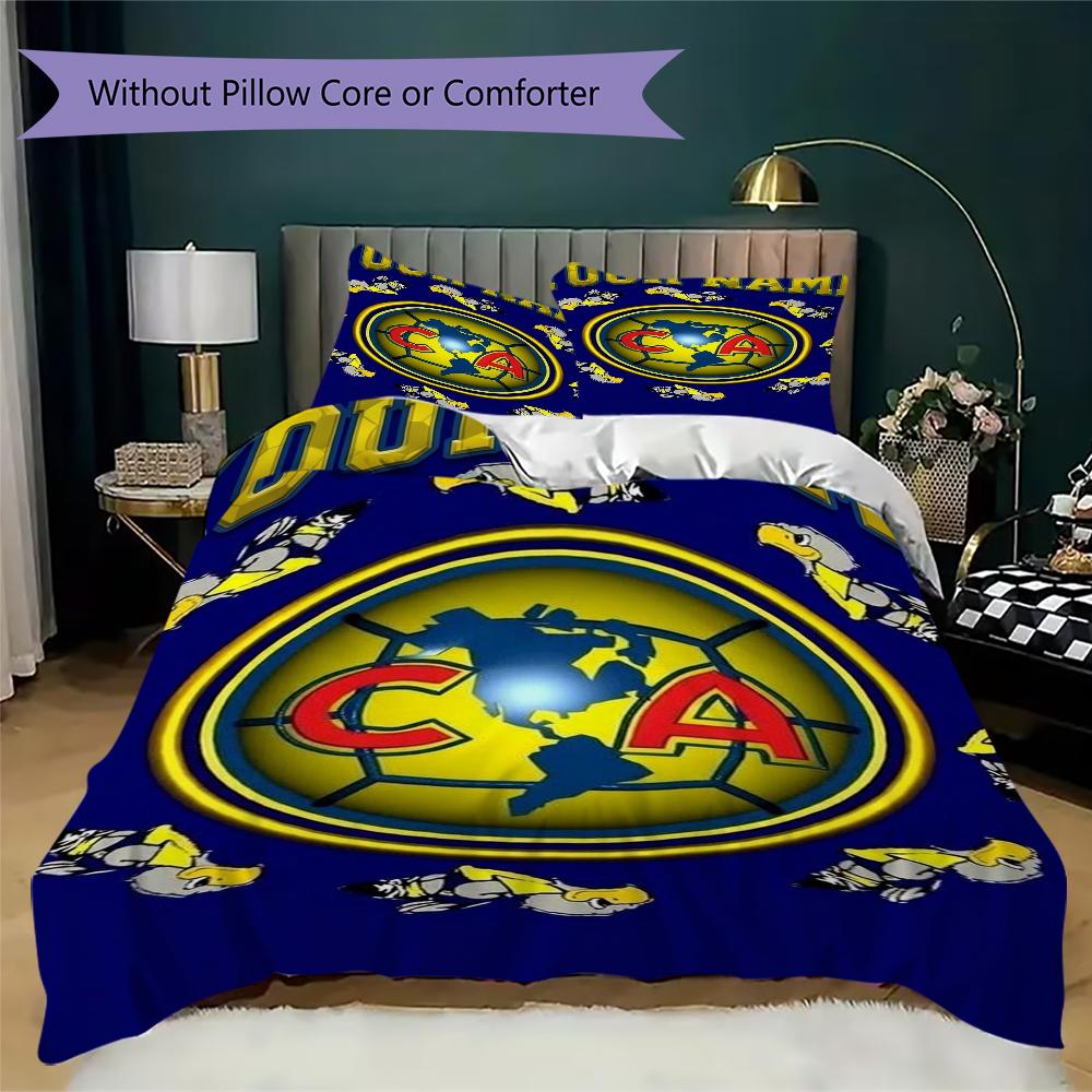 Custom Name Club America Pattern Bedding Uilt Set Uilt Cover Pillowcase Home Decoration Birthday Gift (1*duvet Cover+2*pillowcase Without Core)