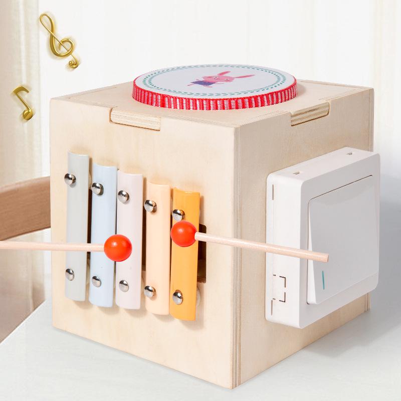 Wooden Multifunctional Musical Box: Educational Toy for Early Childhood (0-3 Years) with Percussion Drum