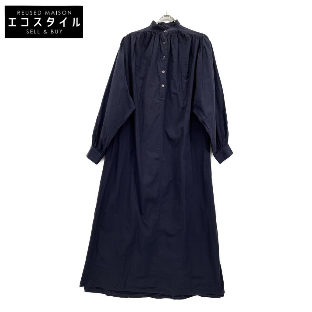 Ron Herman ×TEN 3310300108 Navy Gathered Stand Collar Dress dress Not written NavyUsed