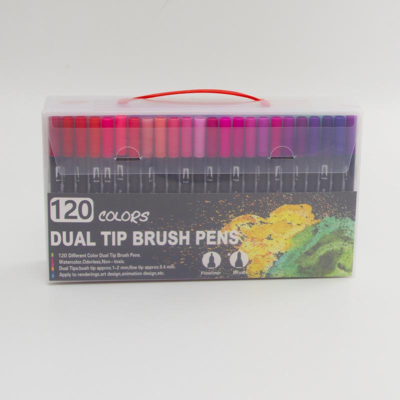 Double-Ended Washable Watercolor Pens - 120 Color Set, Non-Staining, Soft Tip Art Liner for Children's Drawing