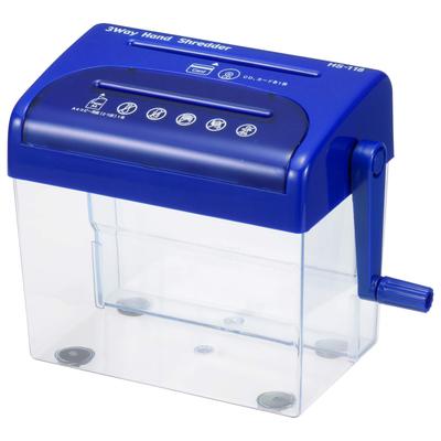 Ohm Electric HS-118-A 3-Way Hand Cross-Cut Shredder (Capacity: Approximately 2.5L for Paper, Blue)