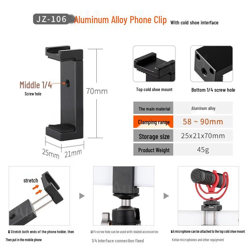 TEXIAN Universal Hot Shoe Metal Phone Holder