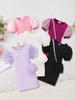 Kids' Lightweight Bubble Dress: Short Sleeve, Round Neck, Solid Color with Bubble Pockets