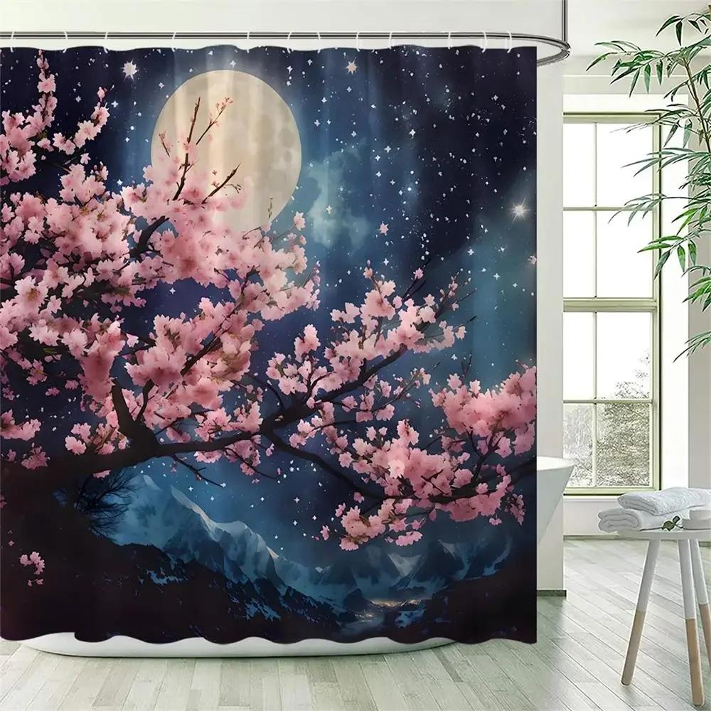 

Японський стиль Шторки для душу Зелений бамбук Короп кої Тропічний кактус Гірський водний пейзаж Тканина Декор для ванної кімнати з гачками W90xH180cm