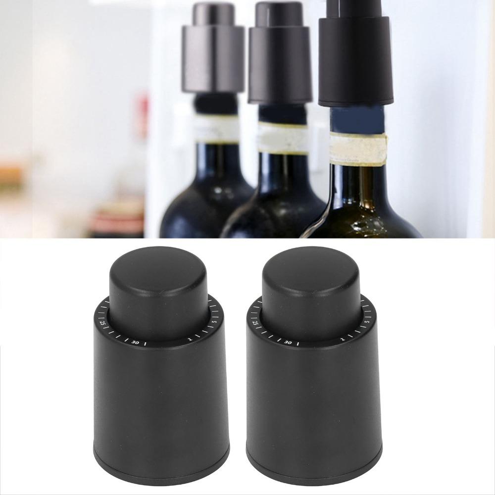 2pcs Leakproof Wine Bottle Stopper Reusable Wine Preserver Vacuum Wine Stopper  After Opening