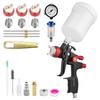 ABJI-HVLP Airbrush-Spritzpistolen-Set Mit Luftregler & Filter Für Autolackierung - Enthält 1,3/1,7/2,0 mm Düsenseparator