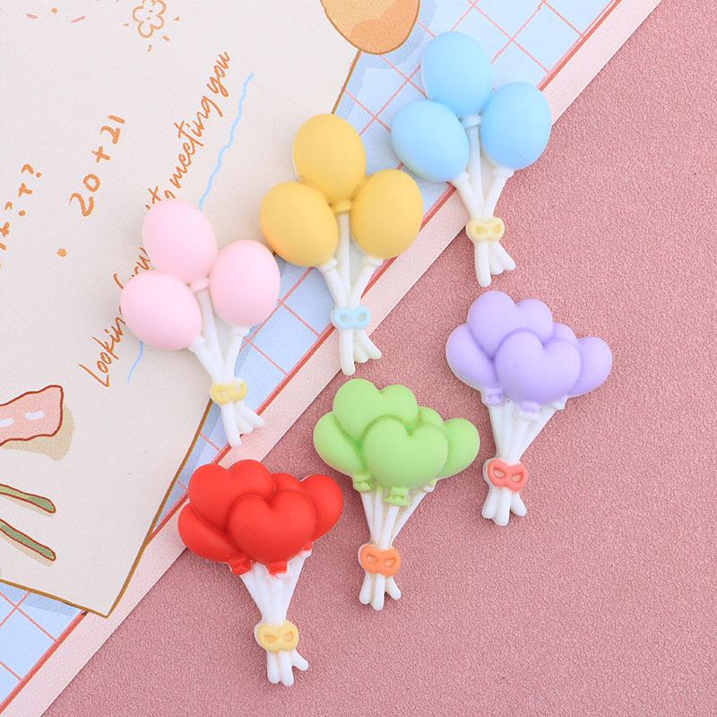 6 Pcs New Kawaii Cartoon Colored Balloons Series Resin Scrapbook Diy Decorative Hair Clip, Pendant Jewelry Parts A96
