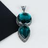 Amazing Indocolite Gemstone Pendant 925 Sterling Silver- Handmade Design, Everyday Wear Jewelry, Unique Indocolite Double Stone Pendant Gifts