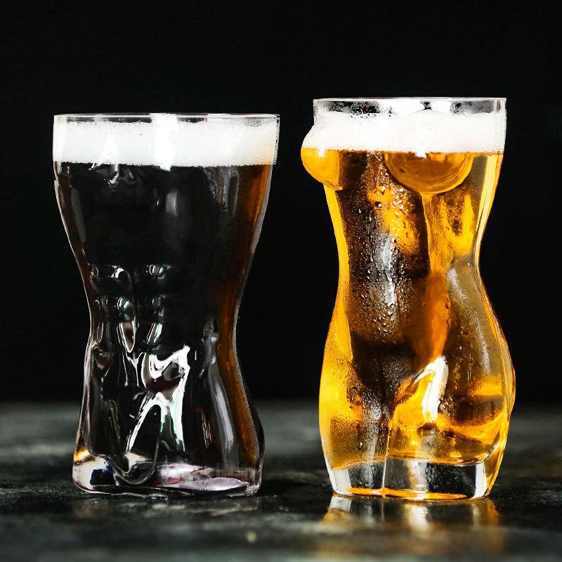 Sexy 3D Naked Art Man Women Beer Steins Glass Prank Nude Mischief Wheat Beer Cocktail Wine Cup For Bar Home Party Funny Glasses