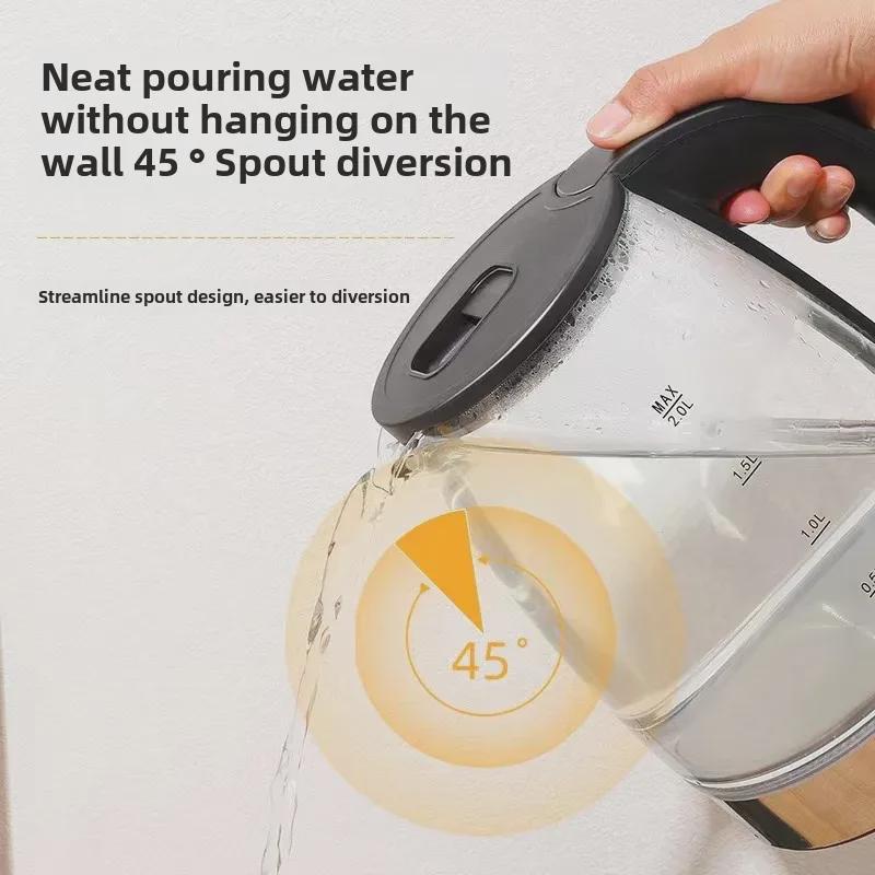 Hervidor eléctrico multifunción de vidrio de alto boro con apagado automático y luz LED