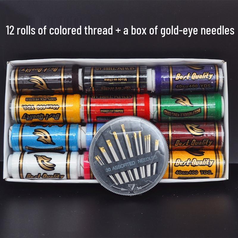 

Черно-белые полиэстеровые швейные нитки и игольница