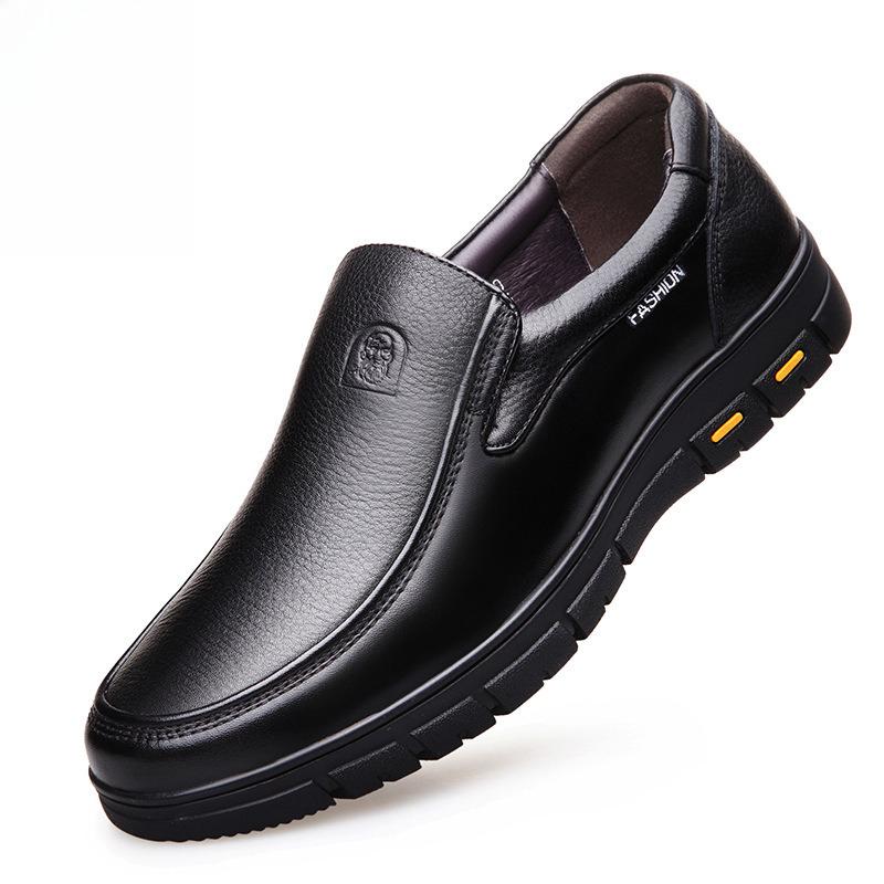 Old Man's Head Spring and Autumn Large Leather Shoes Large Casual Soft Soled Men's Shoes Men's Business Dad Daily Leather Shoes