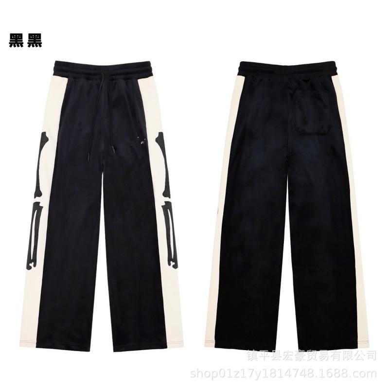 Mens Velvet Cotton Casual Tracksuit Set With Embroidered Bone Motif Stand Collar Jacket Straight Leg Pants