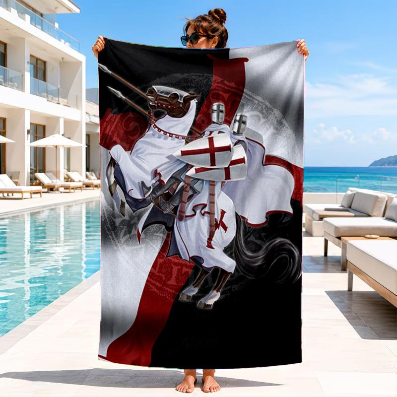Knightly Warrior In Armor Beach Towel, Microfiber Beach Towel, Perfect For Pool, Beach, Travel, Home Decor Beach Party Fan Gifts