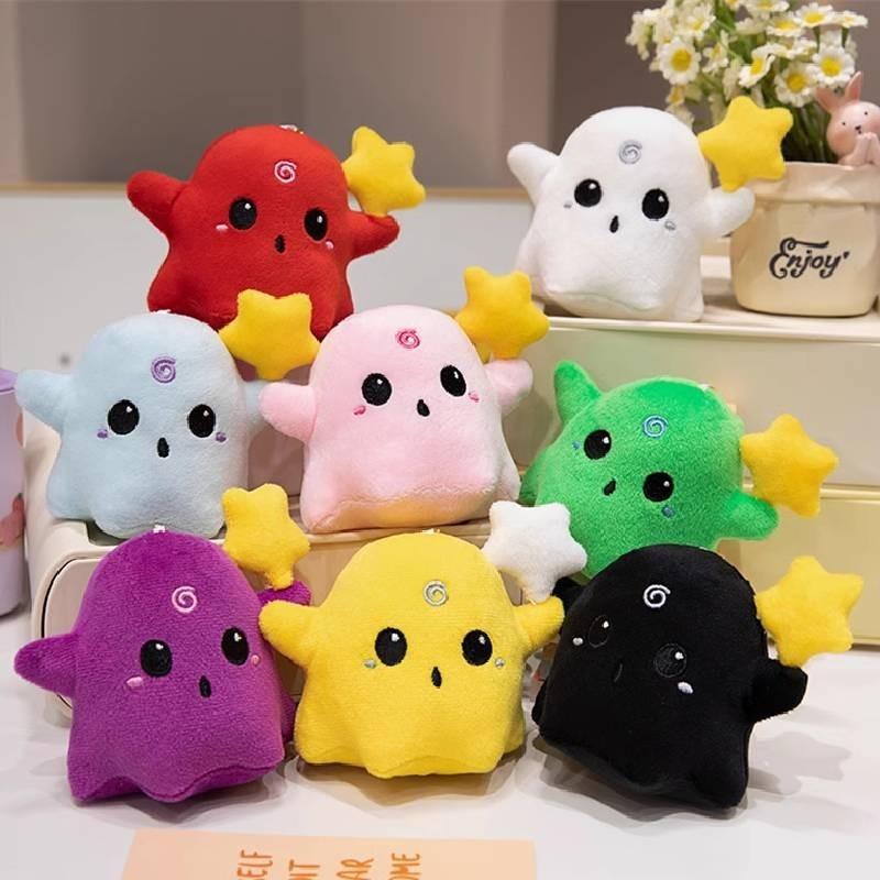 Charming Ghost Plush Backpack Accessory In Various Colors Soft And Cute Short Plush Toy