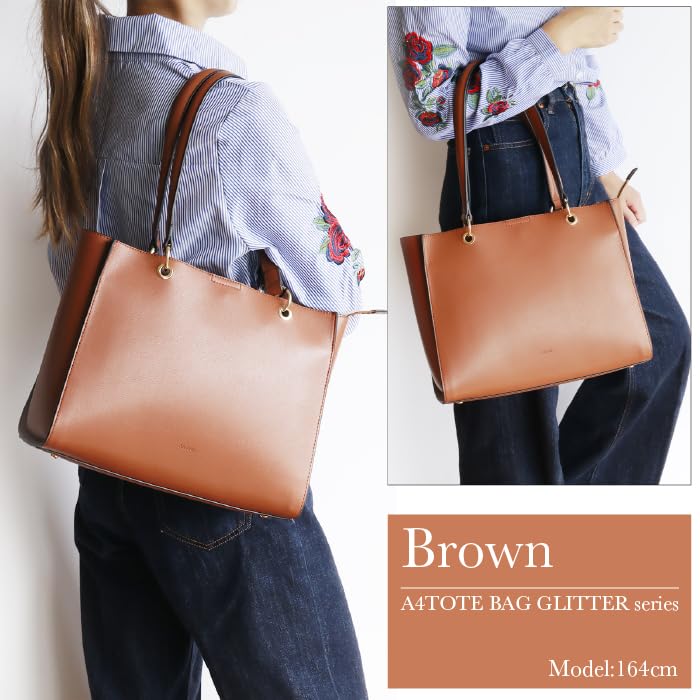 Tote Bag Lightweight A4 Compatible Compact Tote A0011 [ANDSHIN] (Brown)