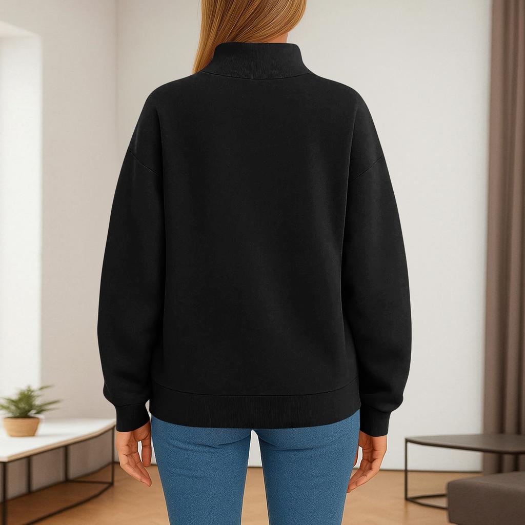 Women's Fashionable Casual Color Round Neck Long Sleeved Pullover Loose Sports Shirt Sweatshirt Top