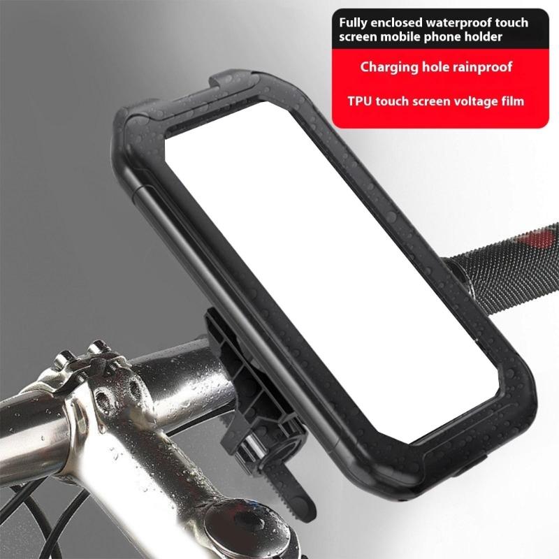 Phone Mount Waterproof, Motorcycle Phone Mount Handlebar Mount Base & Touching Screen, 360 Rotation Phone Holder