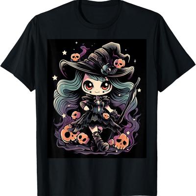 Moonlit Spells_ Halloween Witch Illustration T-Shirt