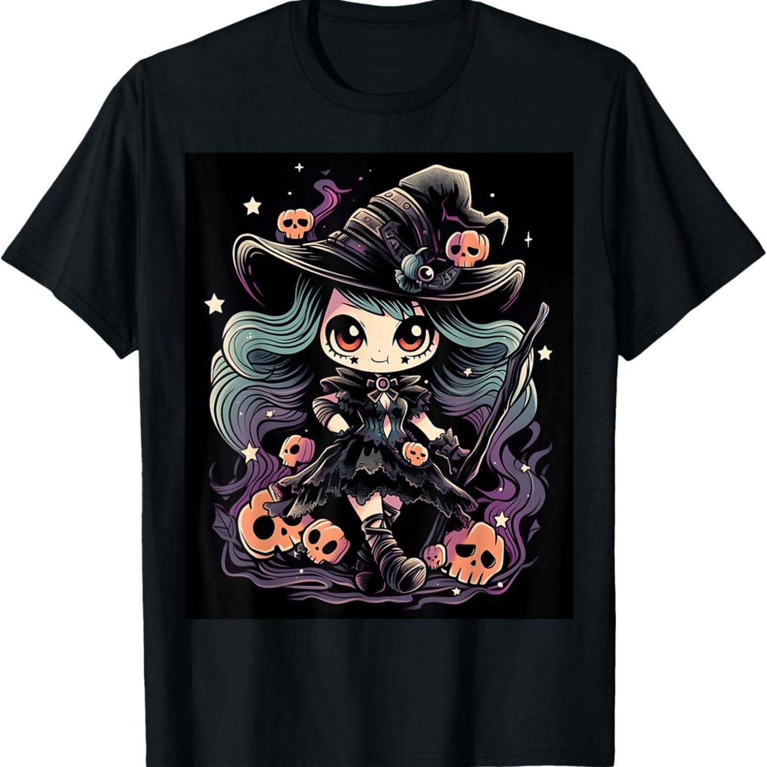 

Moonlit Spells_ Halloween Witch Illustration T-Shirt S чёрный