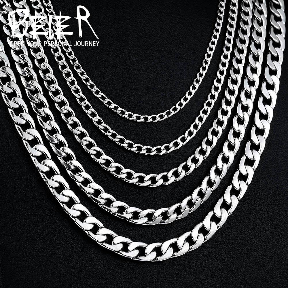 Beier Korean Titanium Steel Men's and Women's Water Wave Chain Necklace