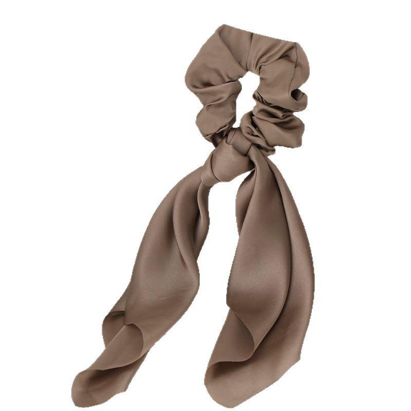 2025 Korean Style Satin Bow Silk Scarf Hair Tie Rubber Band
