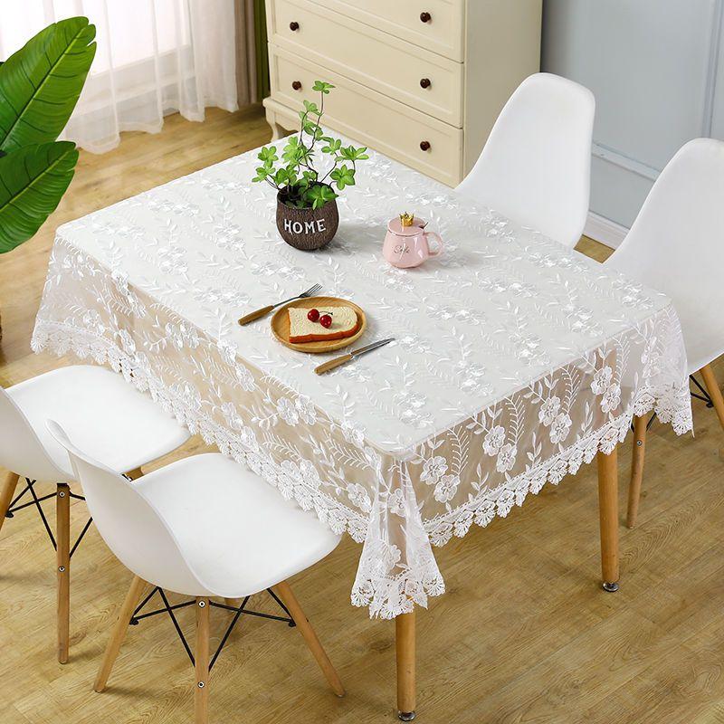 Romantic Lace Tablecloth Rectangular Polyester Fabric Home Decor Cover Perfect for Festive Occasions, Birthday Parties, and Weddings