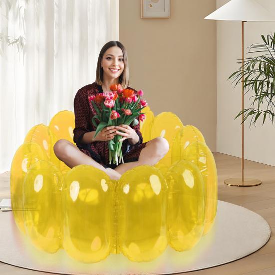 Inflatable Sofa Chair Transparent Leak-Proof PVC 250 Lbs Capacity Portable Indoor Living Room