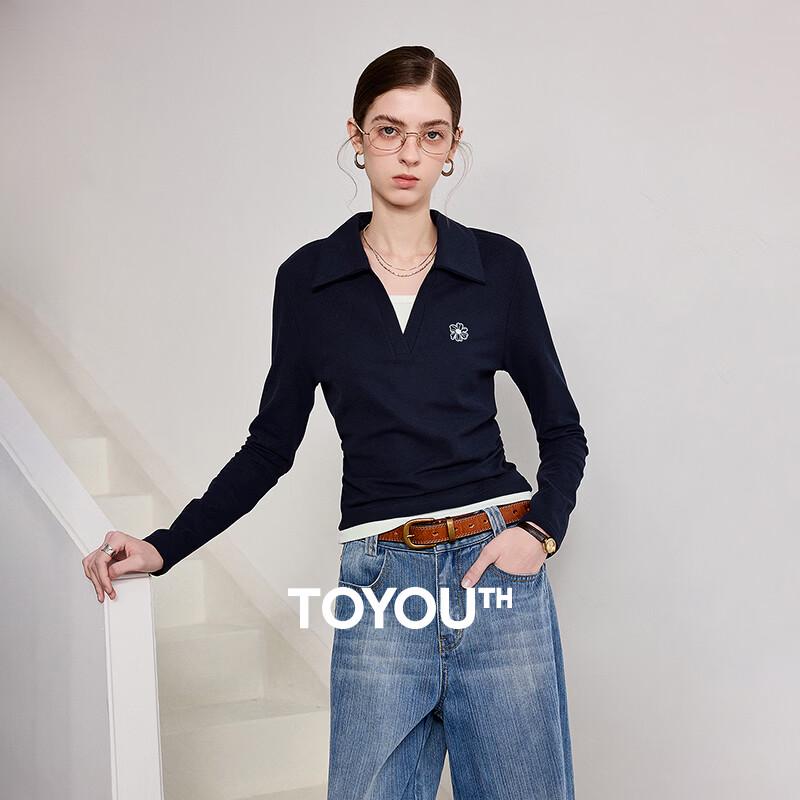 

Chuyu Women s Faux Two-Piece Long Sleeve Polo T-Shirt M