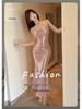 Elegant Women's Glitter Mermaid Evening Gown - Slim Fit Hip-Hugging Design